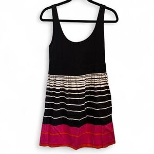 New Directions Black Dress with Pink and White Stripes